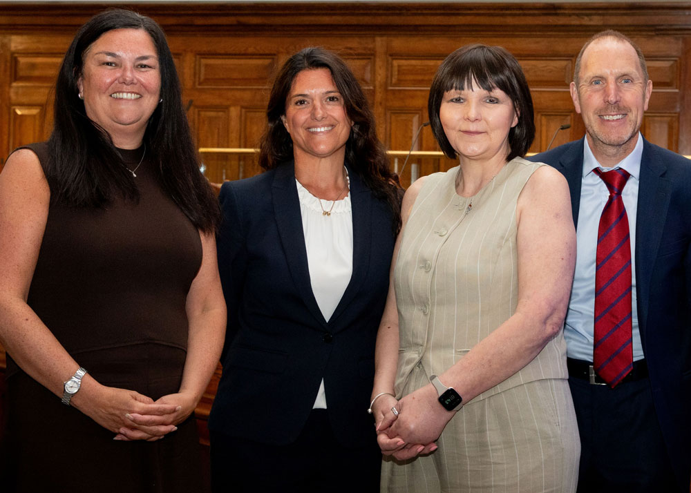 Louise Hazel AMPS Chair, Rachel Hamilton Business Development Manager Datatag ID Ltd, Viki Bell CEO, CEA (Construction Equipment Association) and Alan Beech Director General AMPS celebrate the adoption of CESAR by AMPS at the AMPS AGM